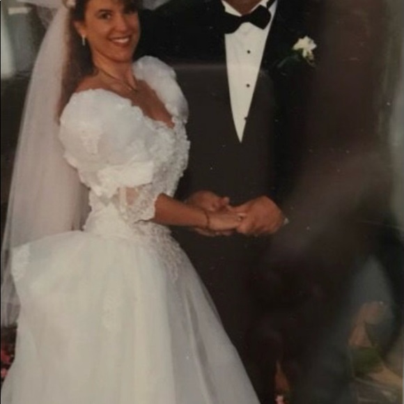 Dresses & Skirts - Wedding dress + veil! Wear as is or use the material to make your dream dress!💕